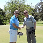 B Grade Champion John O'Connor is congratulated by John Elliott